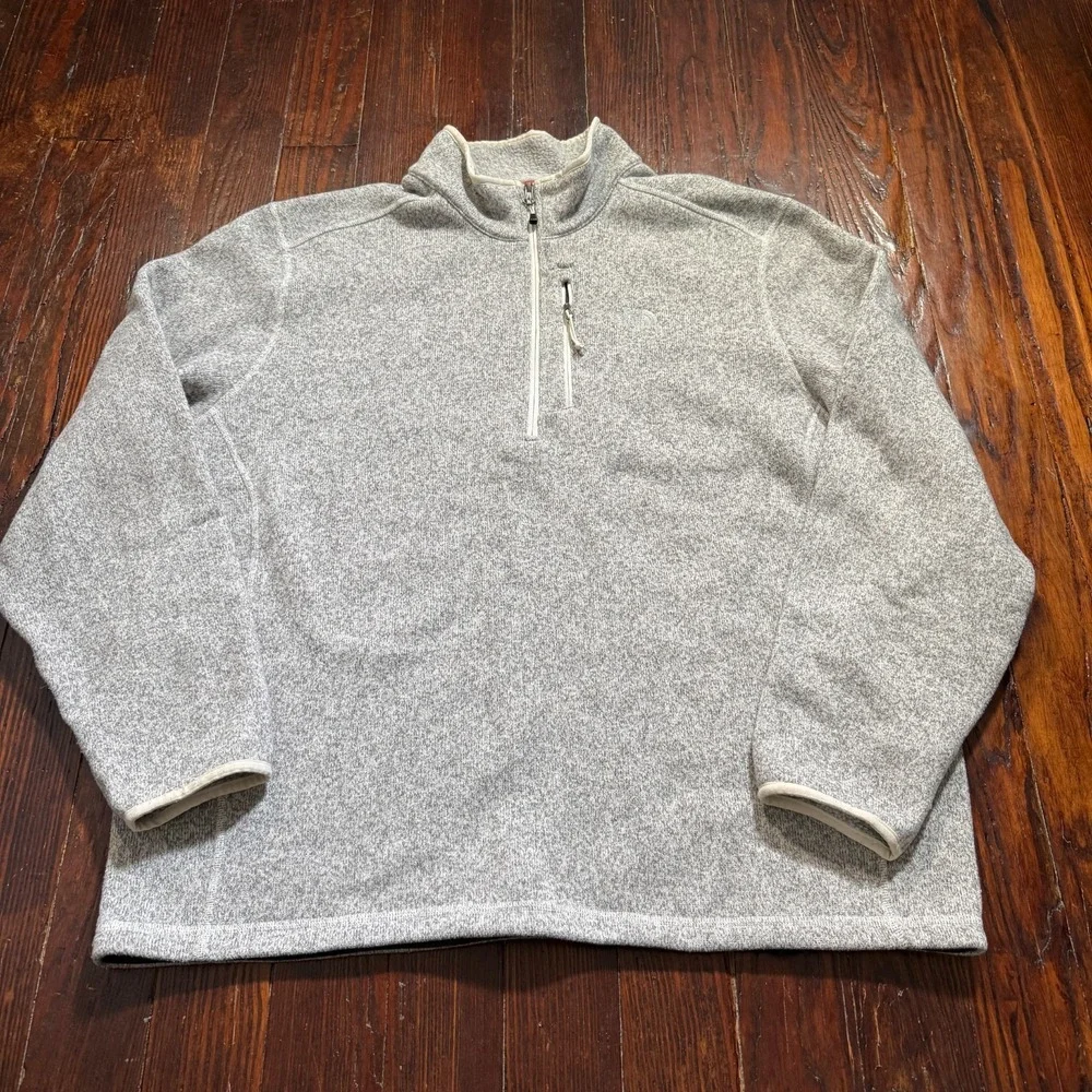 North Face Sweater Mens 2XL Heather‎ Gray 1/4 Zip Pullover Fleece Gropcore